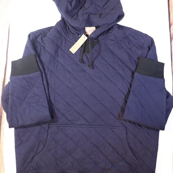 J.CREW MEN'S FLEECE QUILTED XL NAVY HOODIE NWT - Picture 3 of 9